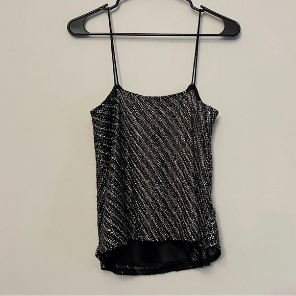 Parker beaded spaghetti strap blouse party Holiday chic Christmas New Year's eve - Picture 3 of 5